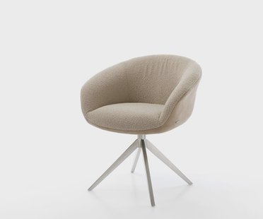 DELIFE Draaistoel Vinka-Flex met armleuning materiaalmix mud kruisframe breed roestvrij staal 360° draaibaar rocker-functie pocketveer kern