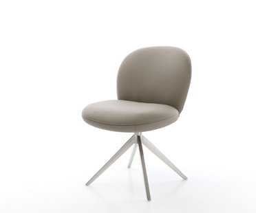 DELIFE Draaistoel Nube-Flex echt leer mud kruisframe breed roestvrij staal 360° draaibaar rocker-functie pocketveer kern