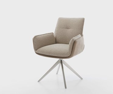 DELIFE Draaistoel Nela-Flex microvelours mud vintage kruisframe breed roestvrij staal 360° draaibaar rocker-functie