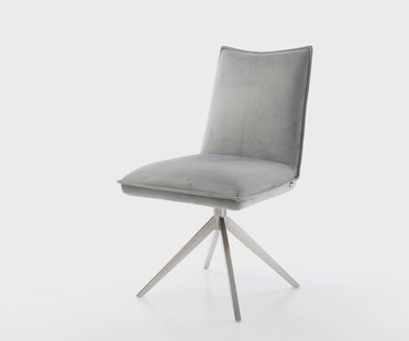 DELIFE Draaistoel Lelio-Flex fluweel grijs kruisframe breed roestvrij staal 360° draaibaar rocker-functie pocketveer kern