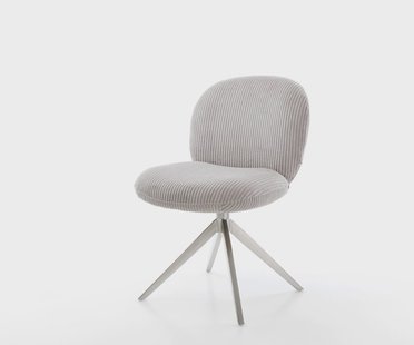 DELIFE Draaistoel Nube-Flex koord zilver grijs kruisframe breed roestvrij staal 360° draaibaar rocker-functie pocketveer kern