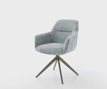 DELIFE Draaistoel Pejo-Flex chenille pastelblauw kruisframe breed afwerking met titanium 360° draaibaar rocker-functie pocketveer kern