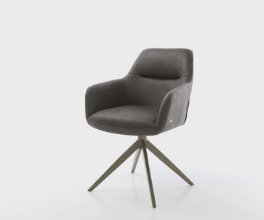 DELIFE Draaistoel Pejo-Flex microvelours antraciet vintage kruisframe breed afwerking met titanium 360° draaibaar rocker-functie pocketveer kern