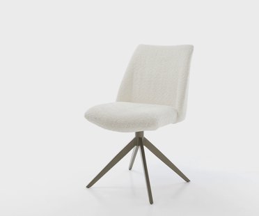 DELIFE Draaistoel Elso-Flex bouclé wit kruisframe breed afwerking met titanium 360° draaibaar rocker-functie pocketveer kern