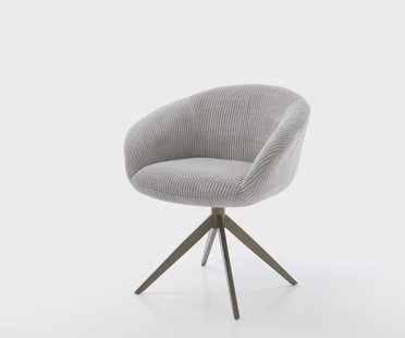 DELIFE Draaistoel Vinka-Flex met armleuning koord zilver grijs kruisframe breed afwerking met titanium 360° draaibaar rocker-functie pocketveer kern