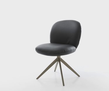 DELIFE Draaistoel Nube-Flex echt leer zwart kruisframe breed afwerking met titanium 360° draaibaar rocker-functie pocketveer kern