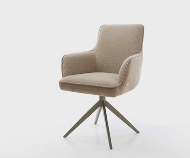 DELIFE Draaistoel Heira-Flex met armleuning materiaalmix mud kruisframe breed afwerking met titanium 360° draaibaar rocker-functie pocketveer kern