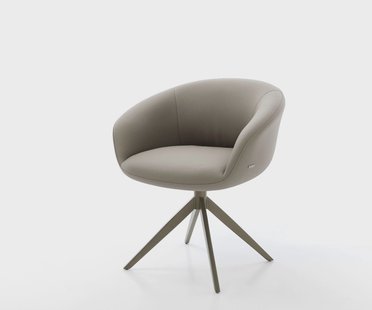 DELIFE Draaistoel Vinka-Flex met armleuning echt leer mud kruisframe breed afwerking met titanium 360° draaibaar rocker-functie pocketveer kern