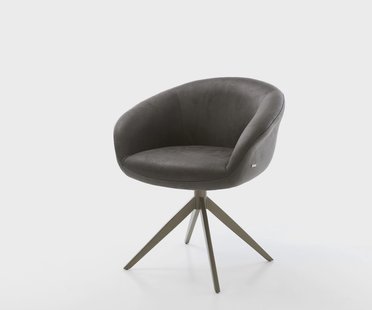 DELIFE Draaistoel Vinka-Flex met armleuning microvelours antraciet vintage kruisframe breed afwerking met titanium 360° draaibaar rocker-functie pocketveer kern