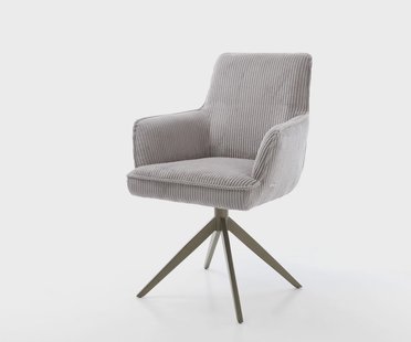 DELIFE Draaistoel Heira-Flex met armleuning koord zilver grijs kruisframe breed afwerking met titanium 360° draaibaar rocker-functie pocketveer kern