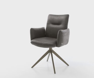 DELIFE Draaistoel Jova-Flex met armleuning microvelours antraciet vintage kruisframe breed afwerking met titanium 360° draaibaar rocker-functie pocketveer kern