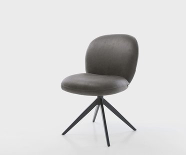 DELIFE Draaistoel Nube-Flex microvelours antraciet vintage kruisframe breed zwart 360° draaibaar rocker-functie pocketveer kern