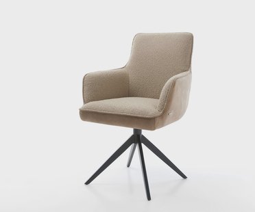 DELIFE Draaistoel Heira-Flex met armleuning materiaalmix mud kruisframe breed zwart 360° draaibaar rocker-functie pocketveer kern