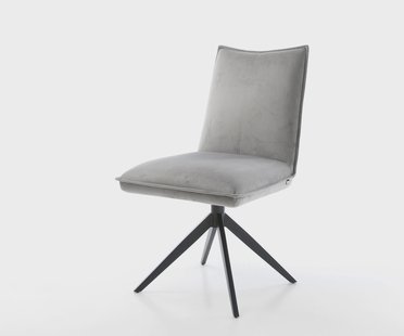 DELIFE Draaistoel Lelio-Flex fluweel grijs kruisframe breed zwart 360° draaibaar rocker-functie pocketveer kern