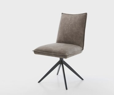 DELIFE Draaistoel Lelio-Flex microvelours taupe vintage kruisframe breed zwart 360° draaibaar rocker-functie pocketveer kern