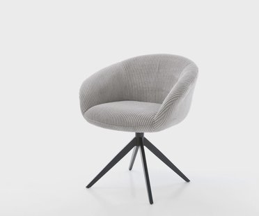 DELIFE Draaistoel Vinka-Flex met armleuning koord zilver grijs kruisframe breed zwart 360° draaibaar rocker-functie pocketveer kern