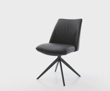 DELIFE Draaistoel Elso-Flex echt leer zwart kruisframe breed zwart 360° draaibaar rocker-functie pocketveer kern