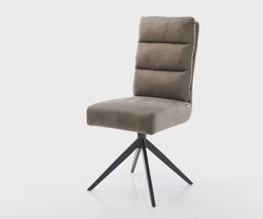 DELIFE Draaistoel Pela-Flex microvelours taupe vintage kruisframe breed zwart 360° draaibaar rocker-functie pocketveer kern