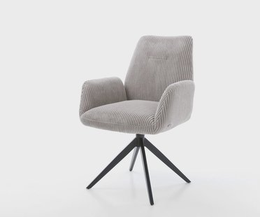 DELIFE Draaistoel Zoa-Flex koord zilver grijs kruisframe breed zwart 360° draaibaar rocker-functie pocketveer kern