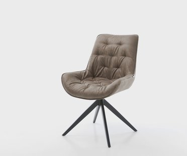 DELIFE Draaistoel Taimi-Flex microvelours taupe vintage kruisframe breed zwart 360° draaibaar rocker-functie