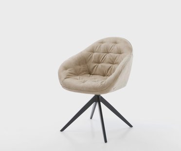 DELIFE Draaistoel Gaio-Flex microvelours beige vintage kruisframe breed zwart 360° draaibaar rocker-functie