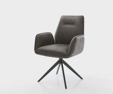 DELIFE Draaistoel Zoa-Flex microvelours antraciet vintage kruisframe breed zwart 360° draaibaar rocker-functie pocketveer kern