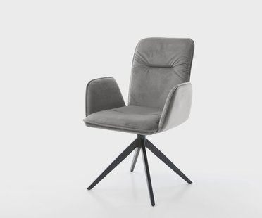 DELIFE Draaistoel Vinja-Flex fluweel grijs kruisframe breed zwart 360° draaibaar rocker-functie