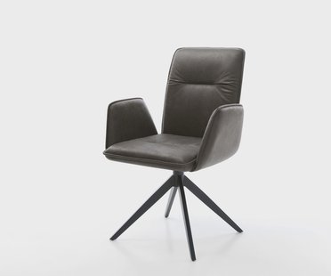 DELIFE Draaistoel Vinja-Flex microvelours antraciet vintage kruisframe breed zwart 360° draaibaar rocker-functie