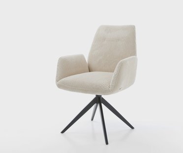 DELIFE Draaistoel Zoa-Flex koord beige kruisframe breed zwart 360° draaibaar rocker-functie pocketveer kern