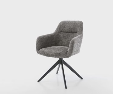 DELIFE Draaistoel Pejo-Flex bouclé grijs kruisframe breed zwart 360° draaibaar rocker-functie