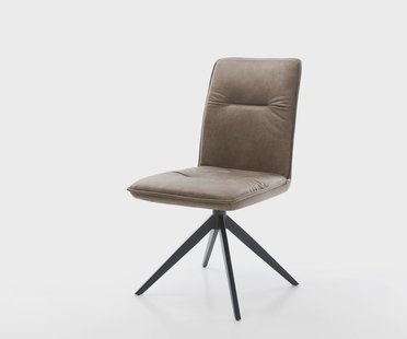 DELIFE Draaistoel Vinjo-Flex microvelours taupe vintage kruisframe breed zwart 360° draaibaar rocker-functie