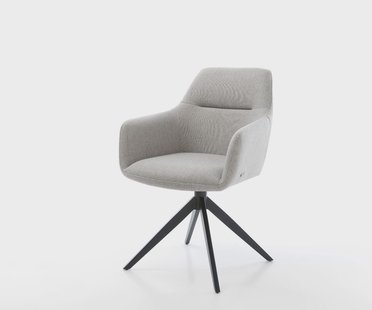 DELIFE Draaistoel Pejo-Flex stripes lichtgrijs kruisframe breed zwart 360° draaibaar rocker-functie