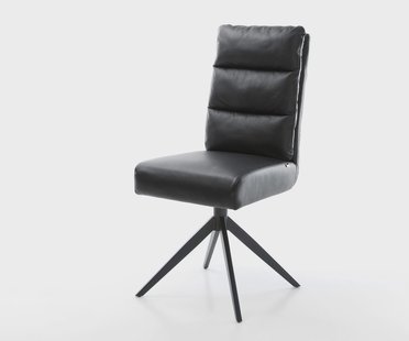 DELIFE Draaistoel Pela-Flex echt leer zwart kruisframe breed zwart 360° draaibaar rocker-functie pocketveer kern