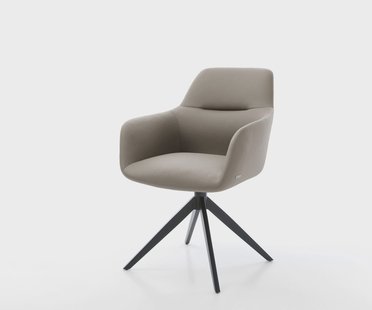 DELIFE Draaistoel Pejo-Flex echt leer mud kruisframe breed zwart 360° draaibaar rocker-functie pocketveer kern