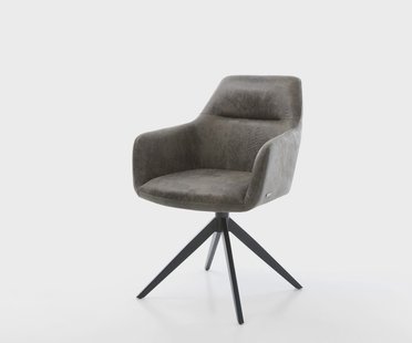 DELIFE Draaistoel Pejo-Flex microvelours grijs antiek kruisframe breed zwart 360° draaibaar rocker-functie pocketveer kern