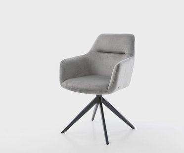 DELIFE Draaistoel Pejo-Flex fluweel grijs kruisframe breed zwart 360° draaibaar rocker-functie pocketveer kern