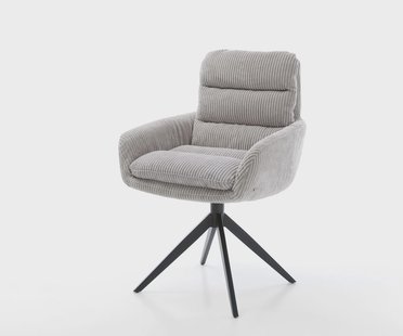 DELIFE Draaistoel Abelia-Flex met armleuning koord zilver grijs kruisframe breed zwart 360° draaibaar rocker-functie