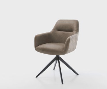 DELIFE Draaistoel Pejo-Flex microvelours taupe vintage kruisframe breed zwart 360° draaibaar rocker-functie pocketveer kern