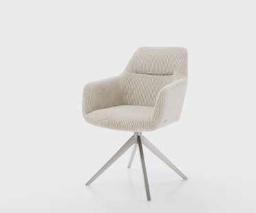 DELIFE Draaistoel Pejo-Flex koord beige kruisframe breed roestvrij staal 360° draaibaar rocker-functie pocketveer kern