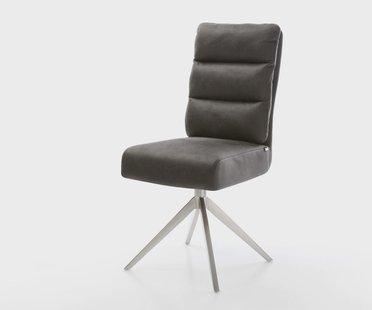 DELIFE Draaistoel Pela-Flex microvelours antraciet vintage kruisframe breed roestvrij staal 360° draaibaar rocker-functie pocketveer kern