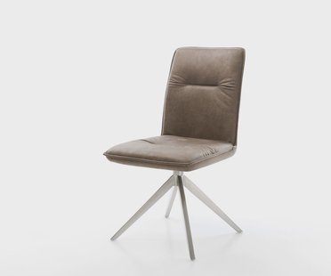 DELIFE Draaistoel Vinjo-Flex microvelours taupe vintage kruisframe breed roestvrij staal 360° draaibaar rocker-functie