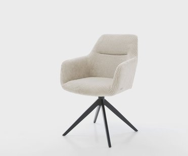 DELIFE Draaistoel Pejo-Flex koord beige kruisframe breed zwart 360° draaibaar rocker-functie pocketveer kern