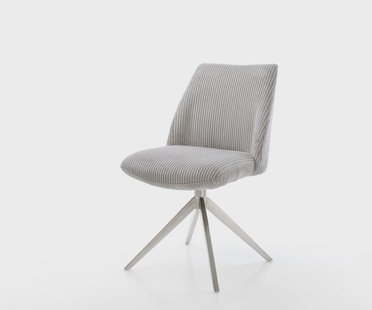 DELIFE Draaistoel Elso-Flex koord zilver grijs kruisframe breed roestvrij staal 360° draaibaar rocker-functie pocketveer kern