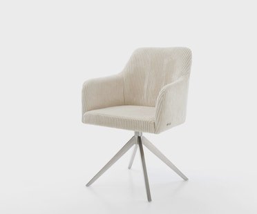 DELIFE Draaistoel Greg-Flex koord beige kruisframe breed roestvrij staal 360° draaibaar rocker-functie pocketveer kern