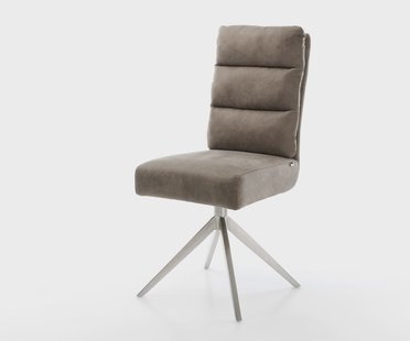 DELIFE Draaistoel Pela-Flex microvelours taupe vintage kruisframe breed roestvrij staal 360° draaibaar rocker-functie pocketveer kern
