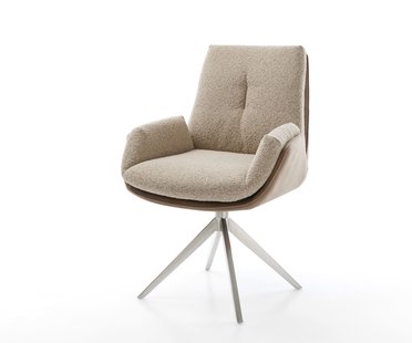 DELIFE Draaistoel Clea-Flex microvelours mud vintage kruisframe breed roestvrij staal 360° draaibaar rocker-functie