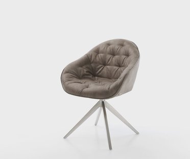DELIFE Draaistoel Gaio-Flex microvelours taupe vintage kruisframe breed roestvrij staal 360° draaibaar rocker-functie