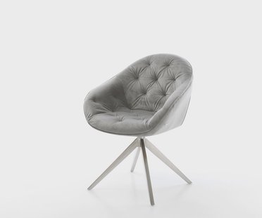 DELIFE Draaistoel Gaio-Flex fluweel grijs kruisframe breed roestvrij staal 360° draaibaar rocker-functie