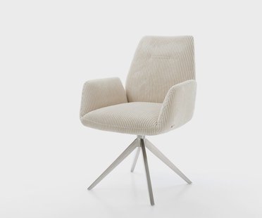 DELIFE Draaistoel Zoa-Flex koord beige kruisframe breed roestvrij staal 360° draaibaar rocker-functie pocketveer kern