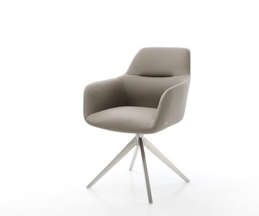 DELIFE Draaistoel Pejo-Flex echt leer mud kruisframe breed roestvrij staal 360° draaibaar rocker-functie pocketveer kern